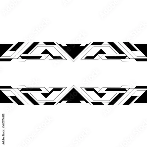 Fototapeta Abstract Geometric Technology Background, Black and White, Digital Art