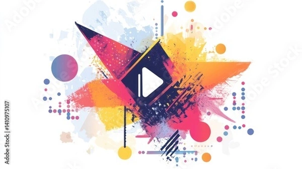 Fototapeta Dynamic audiovisual media concept with vibrant abstract artistic elements