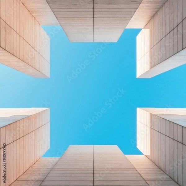 Obraz Geometric building under blue sky