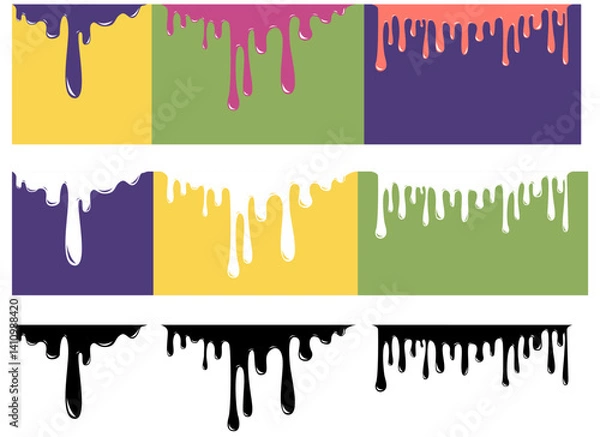 Obraz illustration vector art design of Paint dripping, Molten, Chocolate drops, Oil drop, milk, fruit drink, Liquid leak, Ink drops, melt