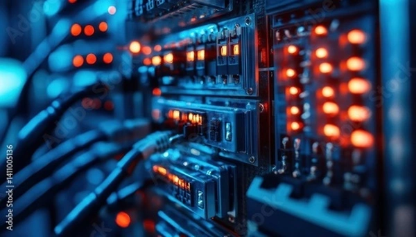 Obraz A closeup of microgrid technology powering a remote community, Microgrid, Independent and energyefficient