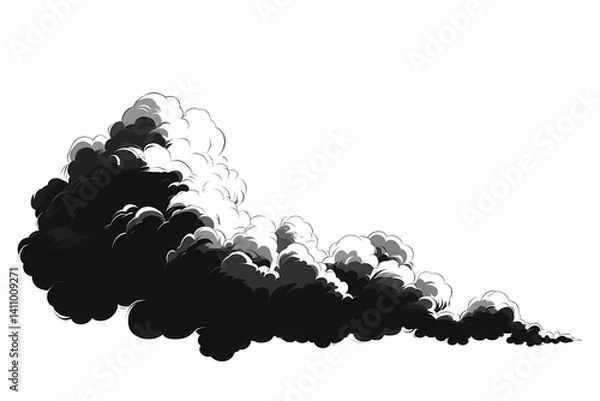 Fototapeta Abstract Black and White Digital Art of Dramatic Stormy Clouds - Vector Illustration