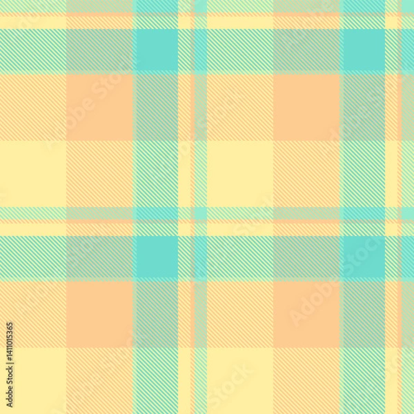 Fototapeta Micro check textile plaid, checking pattern vector texture. Eps tartan background fabric seamless in yellow and orange colors.