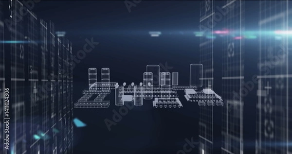 Fototapeta Image of data processing over computer processor