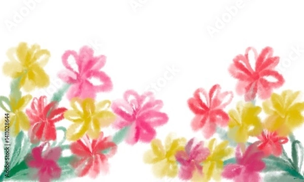 Fototapeta colorful flowers background isolated  on white and copy space for text