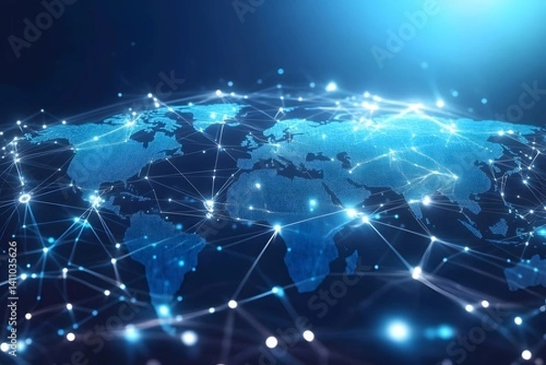 Fototapeta Global network connection world map , Generative AI