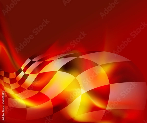 Obraz checkered flag background and red flames