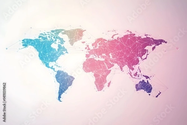 Fototapeta Global network connection world map , Generative AI