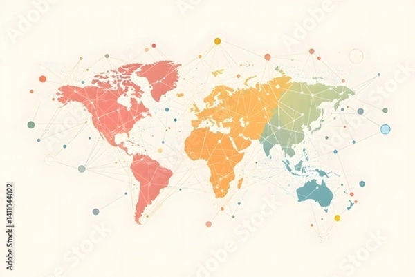 Fototapeta Global network connection world map , Generative AI