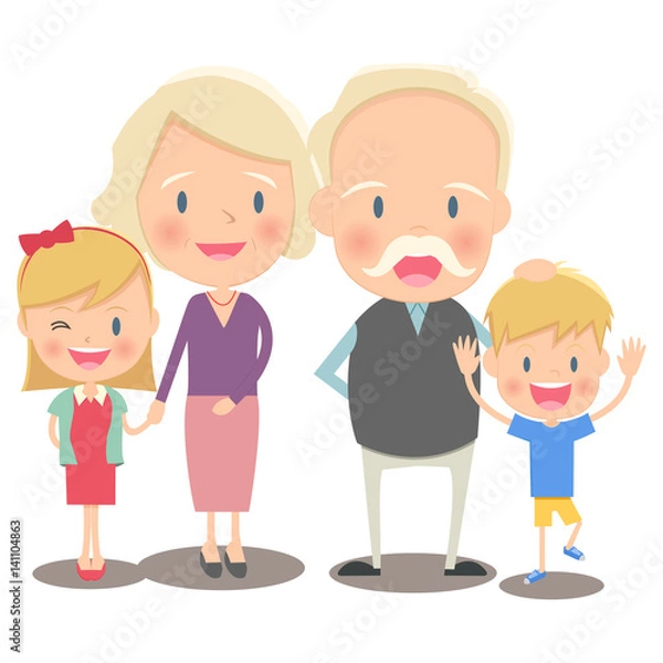 Fototapeta おじいさんとおばあさんと孫