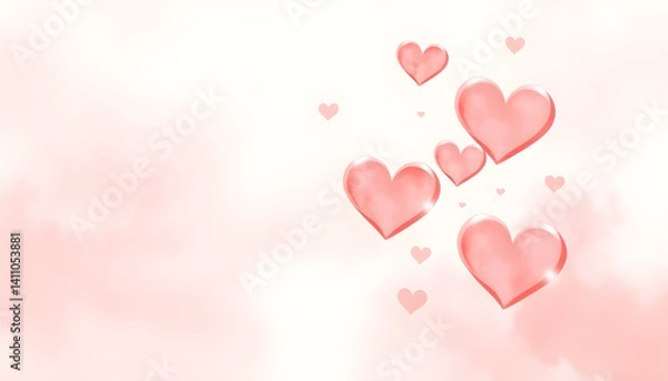 Obraz pink background with hearts