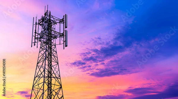 Obraz Communication Tower At Sunset Sky