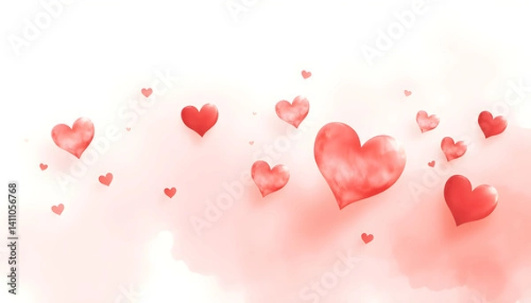 Obraz red hearts on a pink background