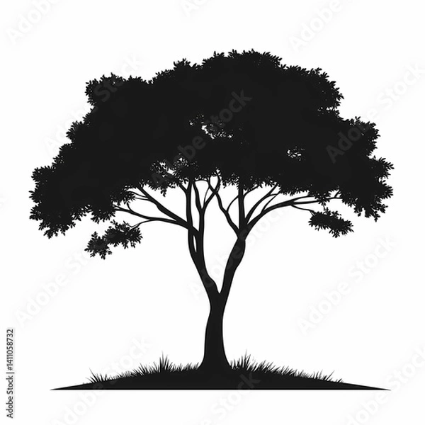 Fototapeta Tree Silhouette Against Summer Sky. Captivating Nature and Ecological Beauty in Scenic Landscape