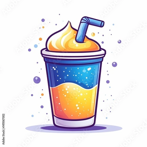 Fototapeta Unicorn Drink Digital Art. Whimsical Frozen Beverage Delight with Whipped Cream and Sparkles