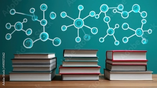 Fototapeta Discover how tech enhances traditional teaching tools like books and chalkboards, bridging the past and future of education.