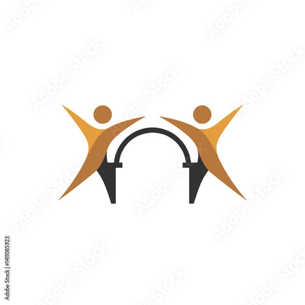 Fototapeta People Crossing Bridge - Symbol of Unity and Partnership