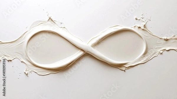 Obraz Smooth White Paint Flowing in Infinity Shape on Bright Background