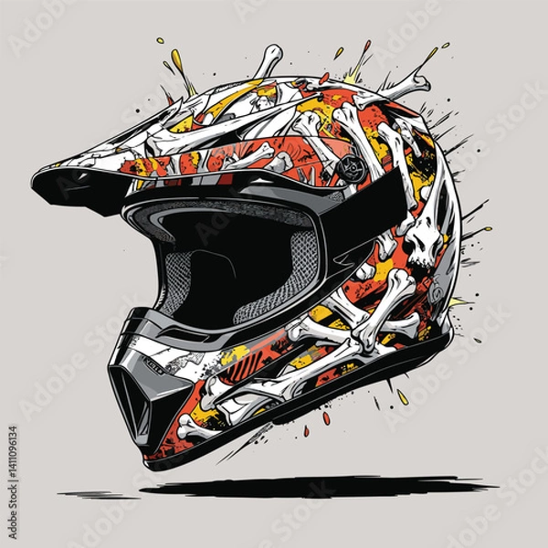 Fototapeta motorcross helmet vector for graphic design