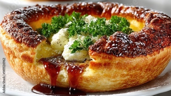 Fototapeta a Yorkshire Pudding, isolated on white background,stock image