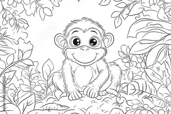 Fototapeta Minimalist primate illustration