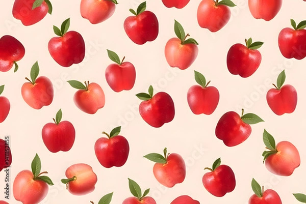 Fototapeta Apple pattern, red and green, beautiful pattern