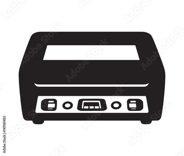 Fototapeta Printer icon isolated on white. Black and white printer icon vector illustration.