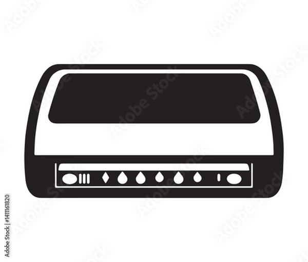 Fototapeta Printer icon isolated on white. Black and white printer icon vector illustration.