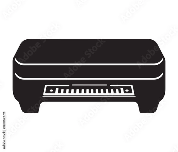 Fototapeta Printer icon isolated on white. Black and white printer icon vector illustration.