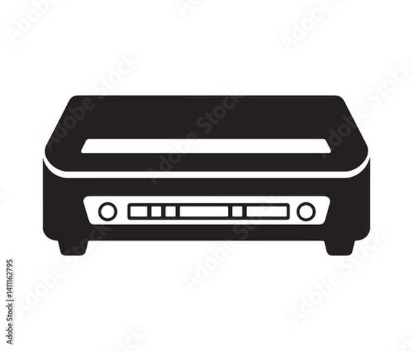 Fototapeta Printer icon isolated on white. Black and white printer icon vector illustration.