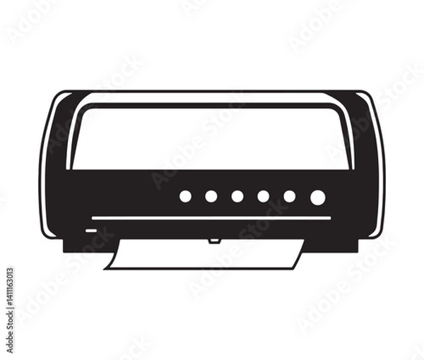 Fototapeta Printer icon isolated on white. Black and white printer icon vector illustration.