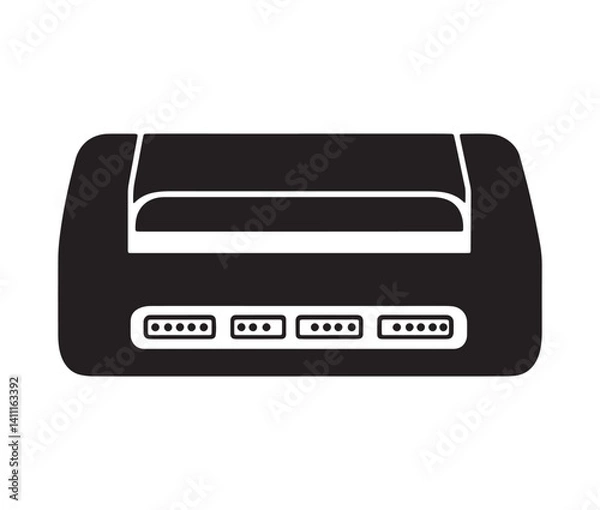 Fototapeta Printer icon isolated on white. Black and white printer icon vector illustration.