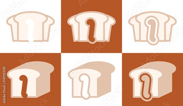 Fototapeta Letter I white bread. This logo combines letters and white bread. Suitable for bread shops, bakery, cafe, and the like.