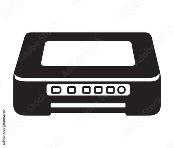 Fototapeta Printer icon isolated on white. Black and white printer icon vector illustration.