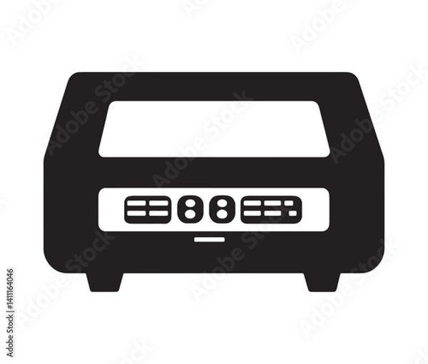 Fototapeta Printer icon isolated on white. Black and white printer icon vector illustration.