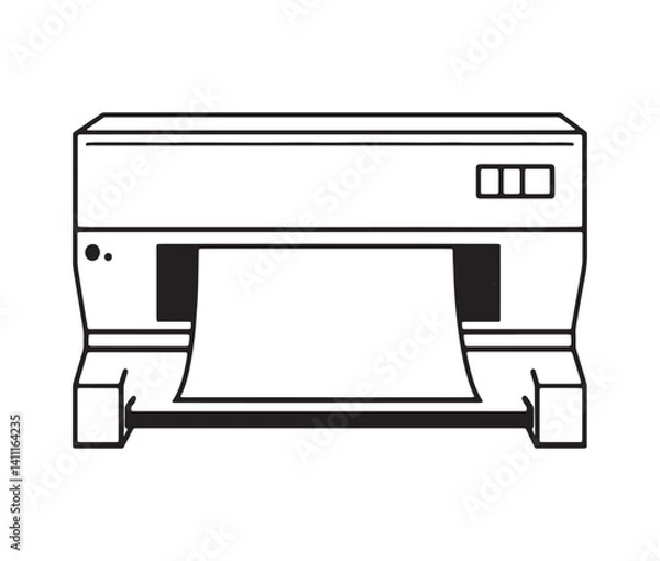 Fototapeta Printer icon isolated on white. Black and white printer icon vector illustration.