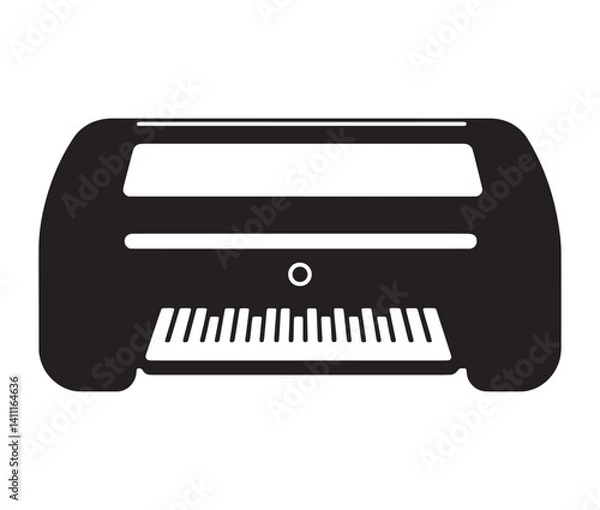 Fototapeta Printer icon isolated on white. Black and white printer icon vector illustration.