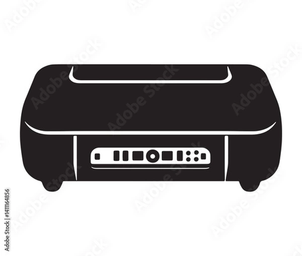 Fototapeta Printer icon isolated on white. Black and white printer icon vector illustration.