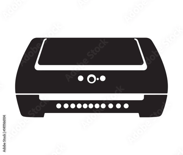 Fototapeta Printer icon isolated on white. Black and white printer icon vector illustration.