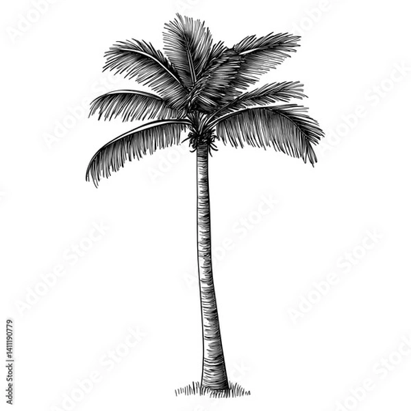 Fototapeta A palm tree art drawing plant vector