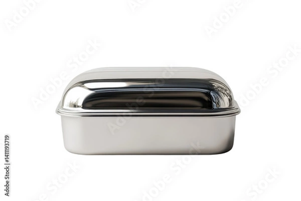 Fototapeta Elegant silver rectangular box with a shiny domed lid Perfect for gifts or on transparent background