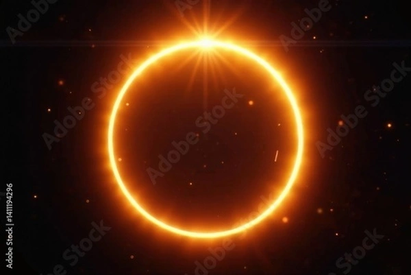 Fototapeta Radiant halo of golden light surrounds a circular shape, golden light, ethereal