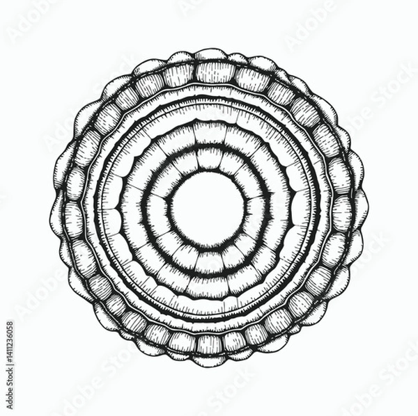 Fototapeta Vector illustration of a spiral round lace pattern design element with a floral ornament in a circle shape