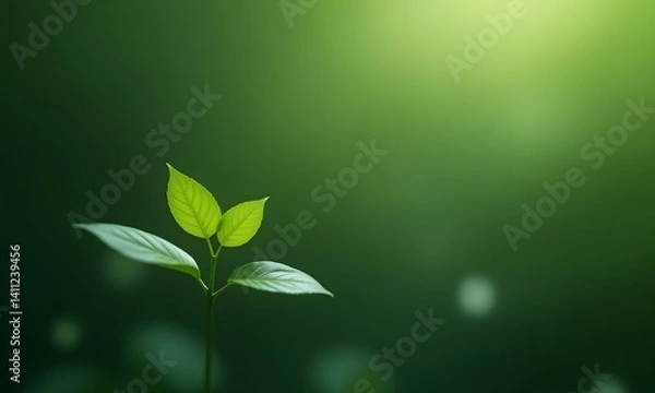 Fototapeta A fresh green shoot in front of a blur background.