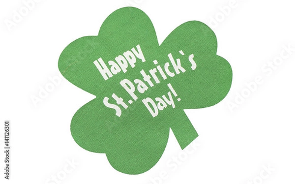 Obraz Happy St Patrick's Day green rag clover on isolated white