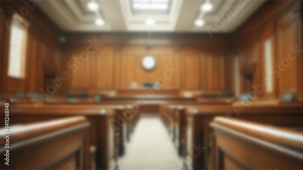 Fototapeta Beautiful Stunning blurred background of an empty courtroom setting. Ai Generated Images