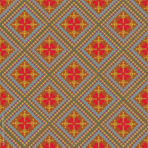 Fototapeta Beautiful retro seamless pattern design by geometric 