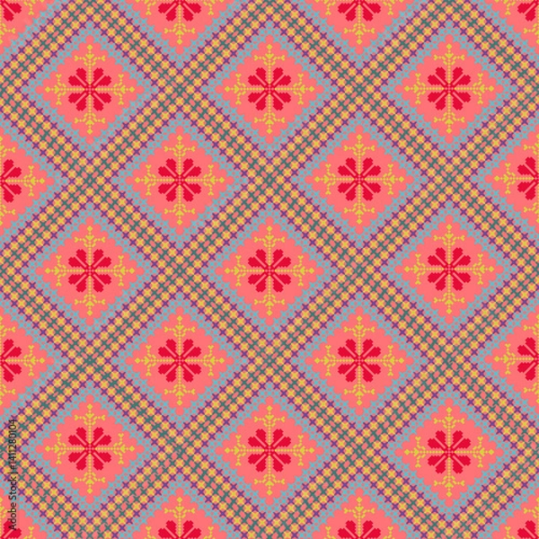 Fototapeta Beautiful retro seamless pattern design by geometric 