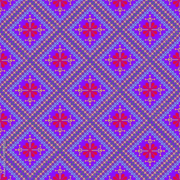 Fototapeta Beautiful retro seamless pattern design by geometric 