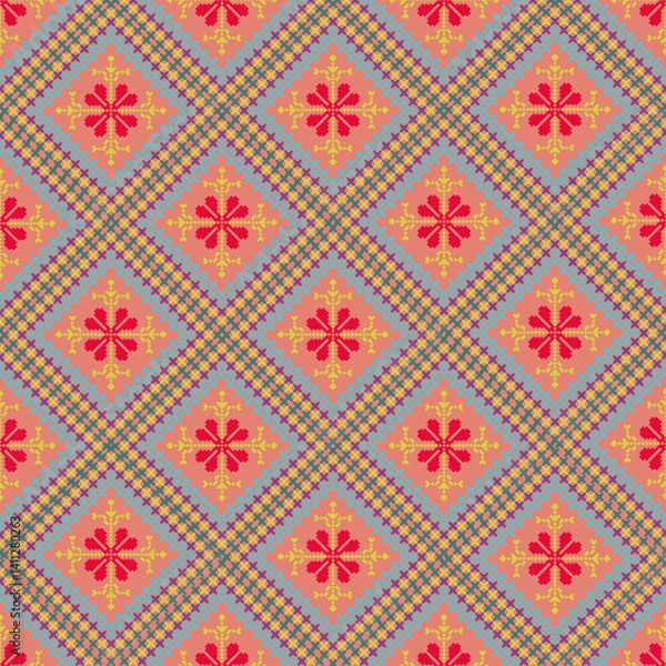 Fototapeta Beautiful retro seamless pattern design by geometric 
